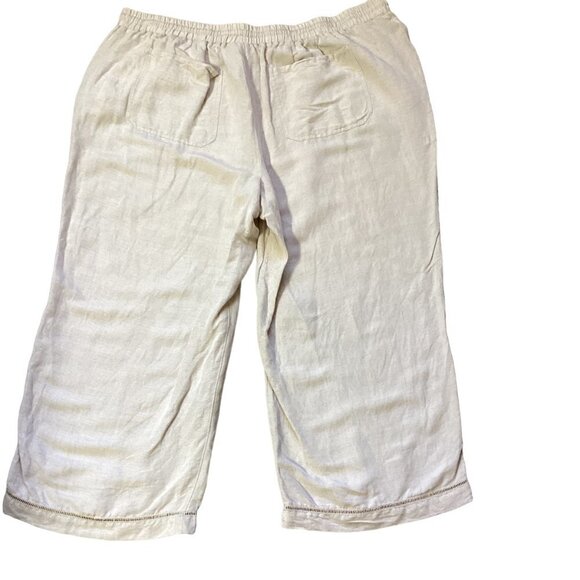 Lane Bryant Wide leg Pull on Linen Pants Plus Sz 26/28 Minimalist Neutral #38K - Picture 3 of 8